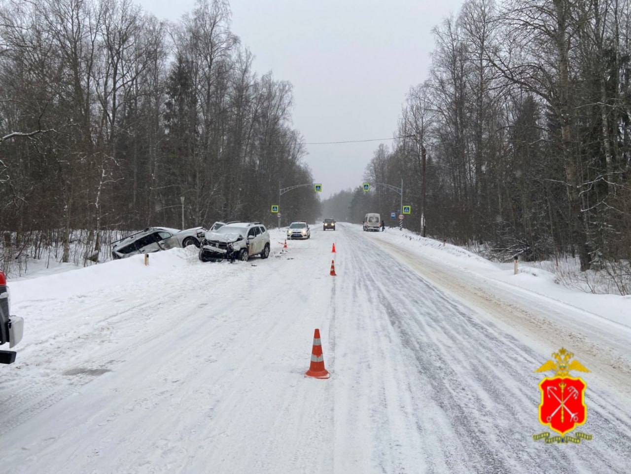 Полиция опубликовала фото с места смертельной аварии в Ленобласти